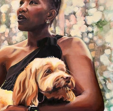 Nichole & Bella, 16"x 30" Acrylic on canvas, 2023