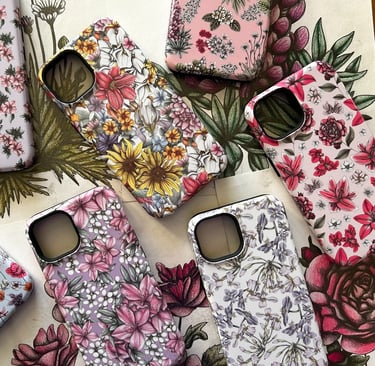 Phone cases featuring floral patterns