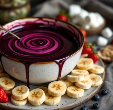 blackberry Fondue and banana slices