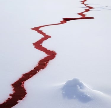 rio de sangre en la nieve