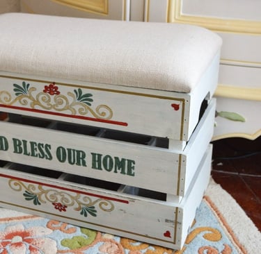 a drink storage wooden box with a God bless our home