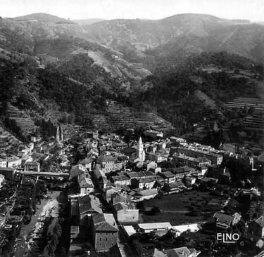 Le Cheylard, vue générale aérienne.