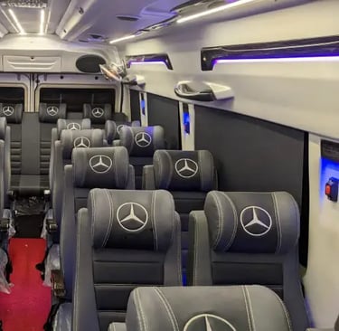 26 seater luxury tempo traveller interior on rent in Delhi for weddings and large group travel