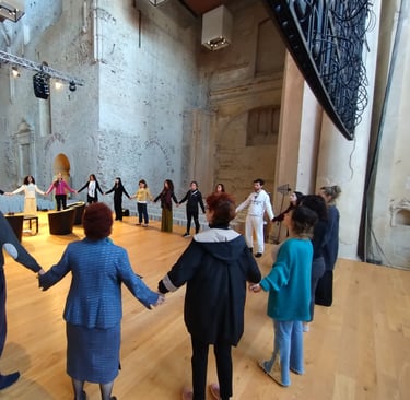 classe di bioenergetica all'auditorio di san Francesco al prato, perugia,