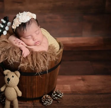 Newborn Photography teddybear theme girl