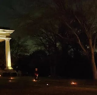 Chickamauga, GA - The Gordon-Lee Mansion is light up at night
