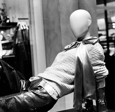 Shop manekin caught on analog film