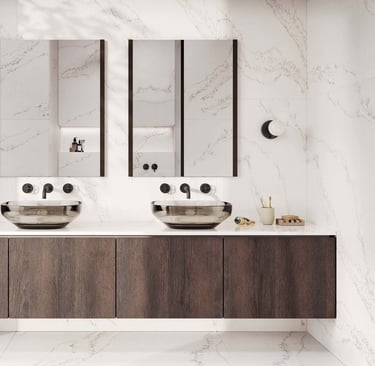 Bathroom with sintered stone wall