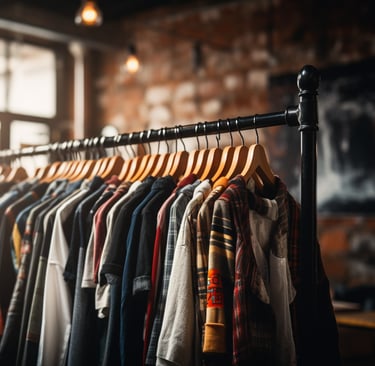 Wardrobe rack for actor headshot session