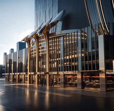 Landmark pavilion architecture featuring a sculptural poolside canopy in Singapore