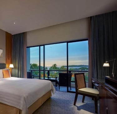 A sea-view room at Shangri-la Tanjung Aru Beach Resort