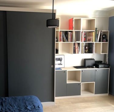 meuble dressing bureau sur mesure noir et bois clair