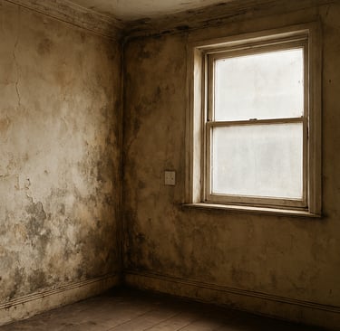 a room with a window and a window, before painting