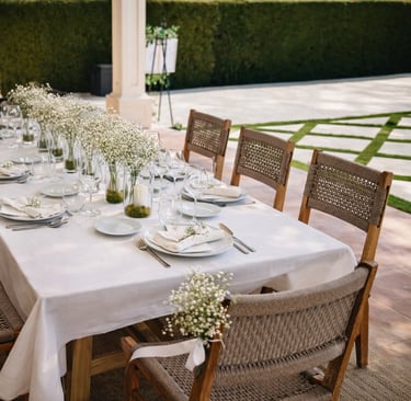Table set for an intimate wedding with personalized gastronomic service