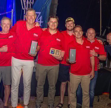 CarbonTest ambassador yacht crew winning the 20025 Airlie Beach Performance Racing Division
