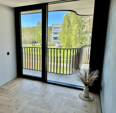 Vanagupės kopa, Palanga. Naujas apartmentas su vaizdu į žaluma. Dviejų kambarių butas su balkonu.