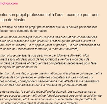 quel est votre projet professionnel exemple de réponse