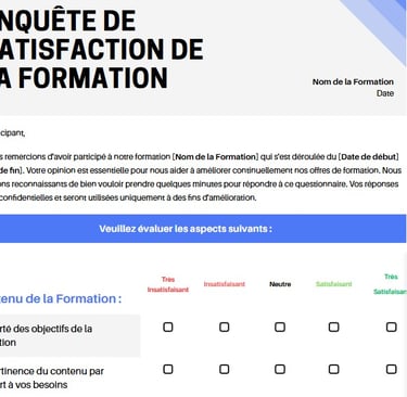 modele enquete de satisfaction formation a froid