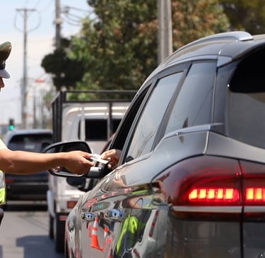 Carabinero fiscalizando grabado de patente