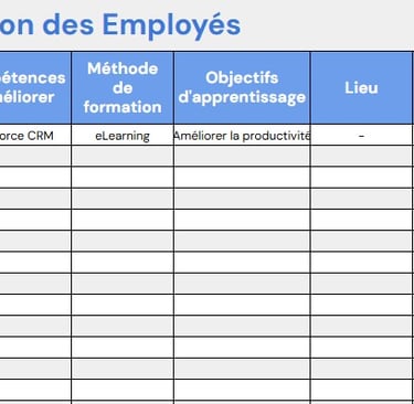 exemple tableau de strategie de formation personnel