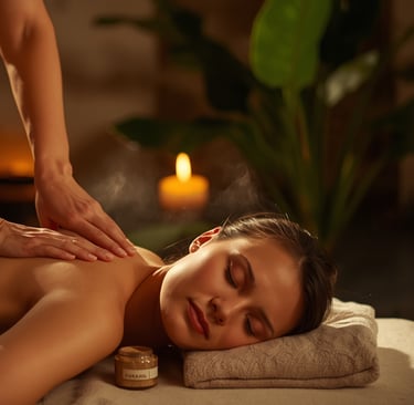 a woman getting a massage at a spa