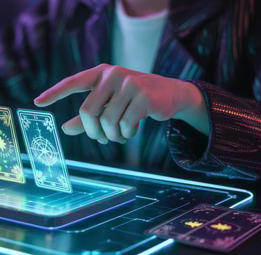 uma pessoa segurando um jogo de cartas com um jogo de cartas