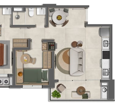 Planta do apartamento de 58M²