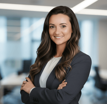 a woman in a suit and tie smiling