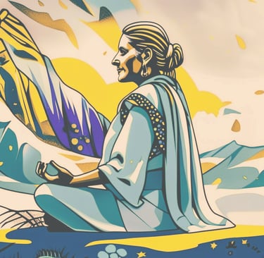 A woman meditating on the mountains