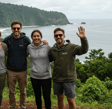 Conscious traveler in sustainable style, wearing eco-friendly travel apparel and a backpack