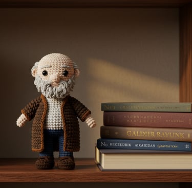kitaplık dekorasyonu amigurumi