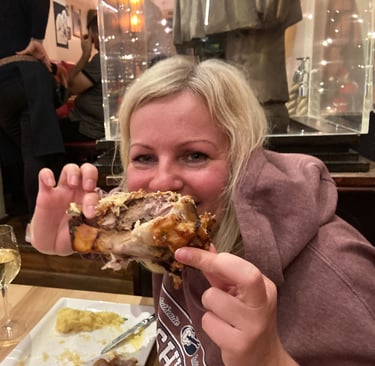 Enjoying heavy German food