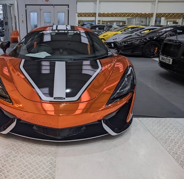 McLaren 570s wrapped in chrome orange and custom livery kit
