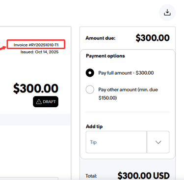 Order number in the Paypal invoice