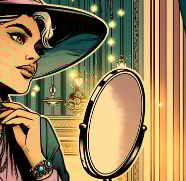 a woman in a hat and a hat with a large hat on it