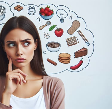 une femme s'interroge sur les allergènes dans les aliments