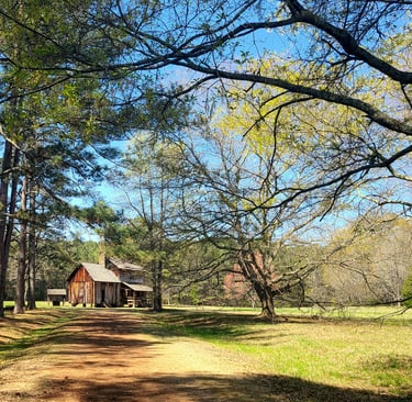 Calhoun, GA - View of Cherokee hotel in the woods at New Echota