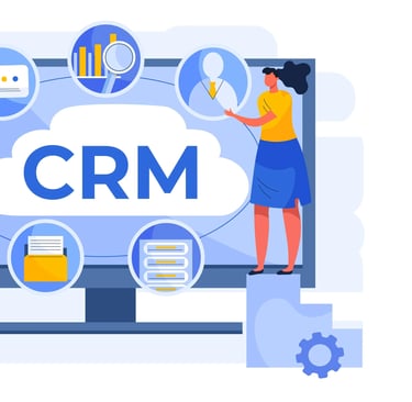 Infografika ukazująca moduły jakimi dysponuje system crm
