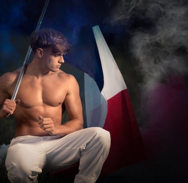 Photographie créative portrait homme France pour le 14 juillet