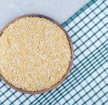 Hand pound rice ready to be made for a healthy meal.