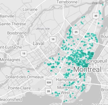 2024 Carte des exterminations de punaises de lit à Montréal