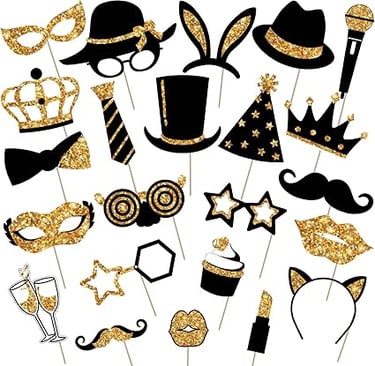 a party photo booth props for a new year's eve or a wedding day