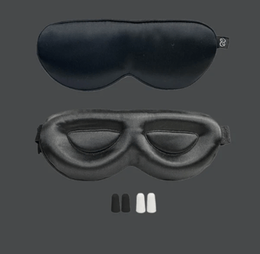 Mulberry silk contoured sleep mask with earplugs for light and noise blocking