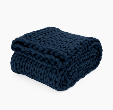 Hand-knit cotton weighted blanket for deep, restful sleep
