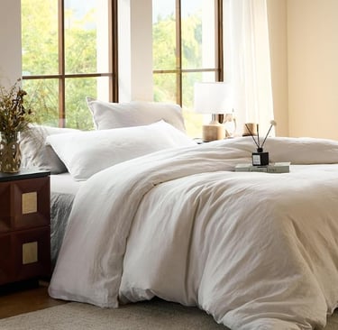 SIJO premium stone washed organic French linen duvet cover