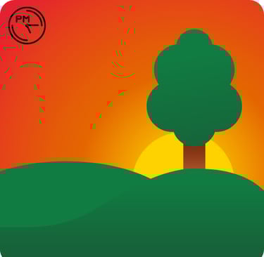 a picture illustrating late afternoon with a tree and a sunset
