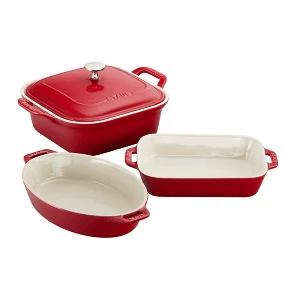 Staub 4-piece porcelain stoneware baking dish set, non-toxic bakeware