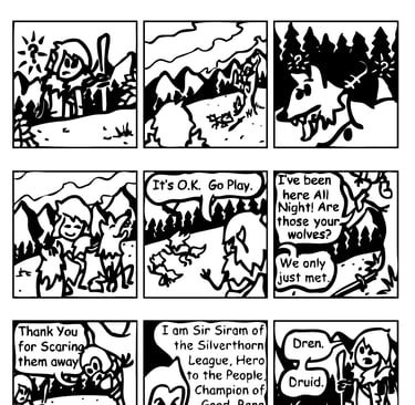 J. Freels "Song Of Dren, page 1" Stick figure comic demo