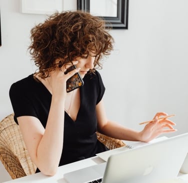 woman chasing overdue payment