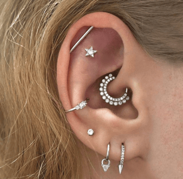 Titanium curved barbell for rook piercing in Stonehaven